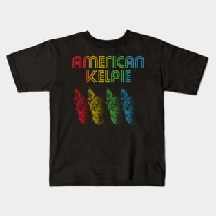 Cool Retro Groovy Australian Kelpie Dog Kids T-Shirt